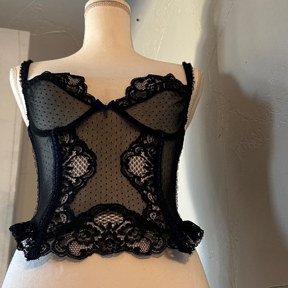 Vintage Jezebel René of Hollywood Sheer Pin-Up Bustier Lingerie Top — RN 17493 - Picture 10 of 13